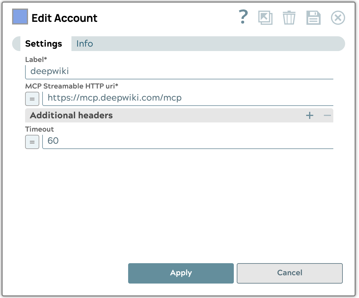 MCP Streamable HTTP Account screenshot